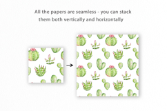 Watercolor Cactus Seamless Patterns Product Image 5