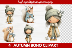 Autumn Boho Clipart | Fall Bohemian Aesthetic PNG Illustrati Product Image 1