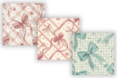 Coquette Bow Gingham Digital Paper, Seamless Watercolor Product Image 5
