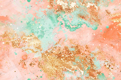Peach Mint Marble Background with Gold Glitter Texture Product Image 1