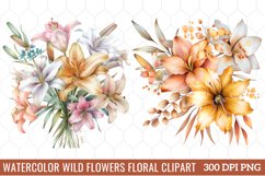 Watercolor Wild Flowers Floral Clipart, Watercolor Clipart Product Image 1