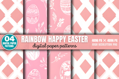 Rainbow Happy Easter Digital Paper Background PNG Product Image 1