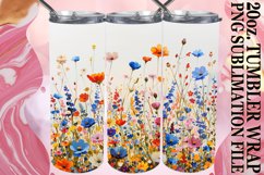 15x Watercolor Spring Flower Tumbler Wrap Bundle PNG, Bloom Product Image 8