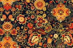 Elegant Ornamental Floral Pattern in Warm Autumn Tones Product Image 1