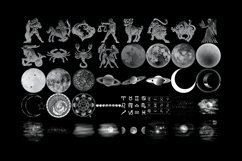 Zodiac &amp; Moons Set 1 Procreate Brush Stamps, 40 Zodiac Moons Product Image 5