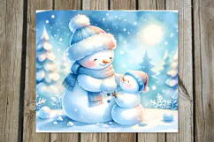 Christmas snowman card | Xmas Skinny tumbler sublimation Product Image 5
