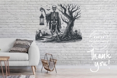 Halloween Skeleton Graveyard Silhouette Illustration Product Image 3