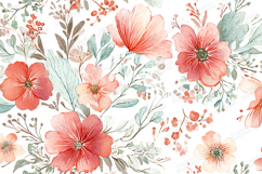 Soft Watercolor Floral Background with Coral Flowers Product Image 1
