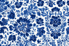 Blue Floral Pattern Background with Classic Decorative Style Product Image 1
