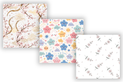 Kawaii Cherry Blossom Digital Paper, Seamless Watercolor Product Image 5
