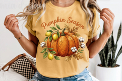 Faux Embroidery Pumpkin Season PNG Fall Sublimation Design Product Image 5