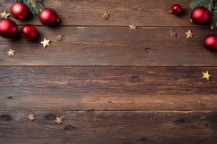 Red Christmas Balls Background, Wooden Background PNG Product Image 1
