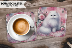 Cute Cat Square Coaster PNG Bundle, Printable Cat Bundle Product Image 6