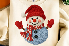 Christmas Faux Yarn Crochet Snowman PNG, Snowman PNG Product Image 3