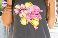 Softball Coquette png, Pink Bows Sports Sublimation Design Product Image 1