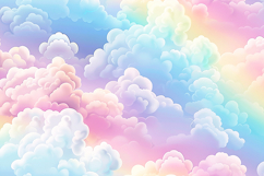 Colorful illustration of fluffy clouds in a rainbow sky Product Image 1