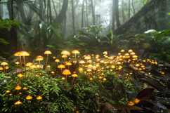 Glowing Mushroom Forest Background with Magical Light Scene Product Image 1