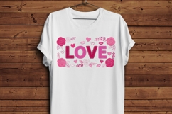 LOVE Floral Valentine PNG, Rose Valentine Shirt Design, Pink Product Image 6