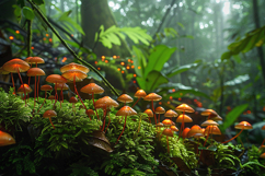 Enchanted Glowing Mushroom Forest Background with Soft Light Product Image 1