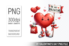 Cartoon Heart Character, Valentine&#039;s Day Clipart PNG Design Product Image 1