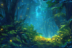 Magical Firefly Forest Background with Glowing Night Lights Product Image 1