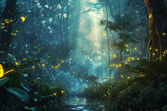 Glowing Firefly Jungle Background with Magical Night Light Product Image 1
