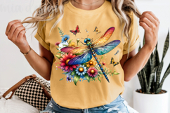 Dragonfly PNG - Floral Butterfly Sublimation Design Product Image 5