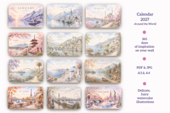 2027 Calendar - Around the World |Watercolor Travel Calendar Product Image 5