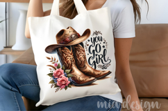 You Go Girl PNG Cowboy Boots Hat Western Floral Sublimation Product Image 4