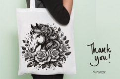 Elegant Horse Head with Roses Vector Product Image 5