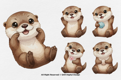 15 Bundle Watercolor Otter Cute Animal Pet Kids Sticker Product Image 5