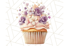 Cupcake Clipart with Florals and Pastel Frosting Png, Spring Product Image 5