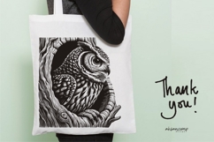 Owl Silhouette Woodcut Style Vector Illustration Product Image 5