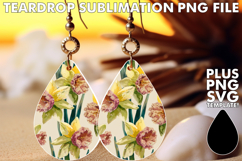 Joyful TEARDROP Earrings Art, Flower Pattern Product Image 1