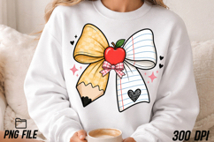 Teacher Pencil Coquette Bow PNG Positive Sublimation Product Image 5