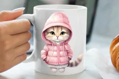 Winter Cute Pink Cat Clipart Sublimation, Christmas Pink PNG Product Image 5