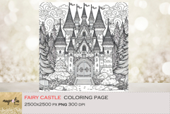 Princess Castle Coloring Page | Fairy Tale PNG Printable Product Image 1