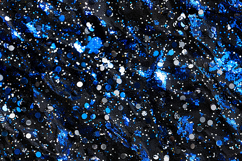 Blue, white, and silver sequins on black fabric Product Image 1