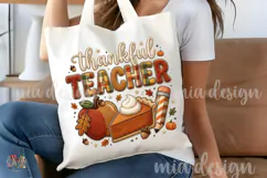 Thankful Teacher PNG, Thanksgiving Pumpkin Pie Sublimation Product Image 5