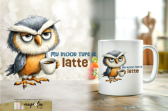 Funny Woodland Owl, Coffee mug wrap sublimation Product Image 1