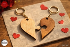Love Heart Couple Keychains SVG | Laser Cut | Glowforge Product Image 1