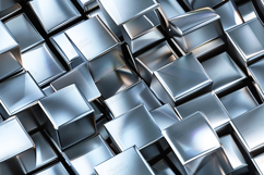 Silver Chrome Cubes Metallic 3D Geometric Tile Texture Product Image 1