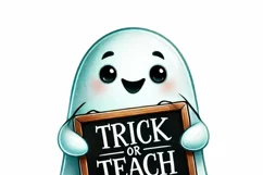Trick or Teach PNG Digital Download, Cute Ghost Designs Product Image 6