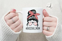 Baseball Mom Messy Bun SVG DXF PNG JPG Product Image 2