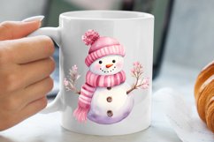Cute Pink Christmas Snowman Sublimation Clipart Product Image 5