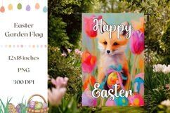 Happy Easter Garden Flag, Cute Tulips Garden Flag Template Product Image 1