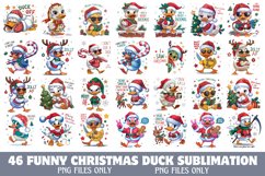 Funny Christmas Duck Sublimation Clipart Bundle PNG Product Image 1