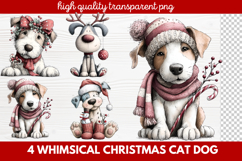 4 Whimsical Christmas Cat &amp; Dog Clipart | Cute Holiday Pet Product Image 1