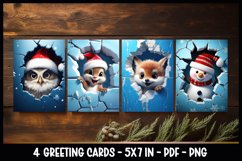 Animals peeking out of a cracked ice I Greeting Cards 5x7 Product Image 1