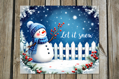 Christmas snowman card | Skinny tumbler sublimation design Product Image 5
